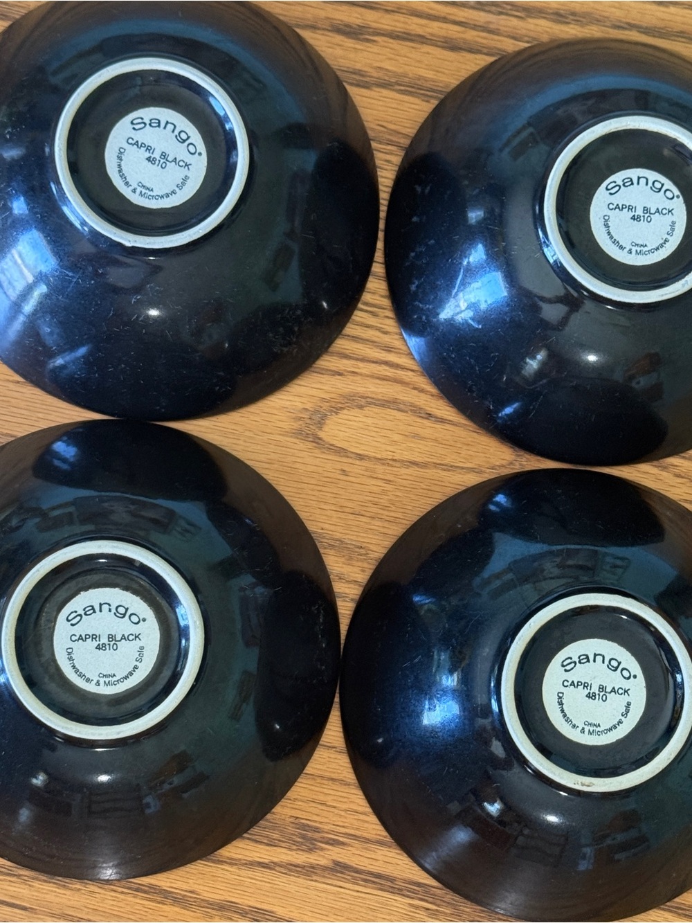 Set of 4 Sango 7.5” Soup Cereal Bowls Capri Black 4810 - Picture 5 of 10